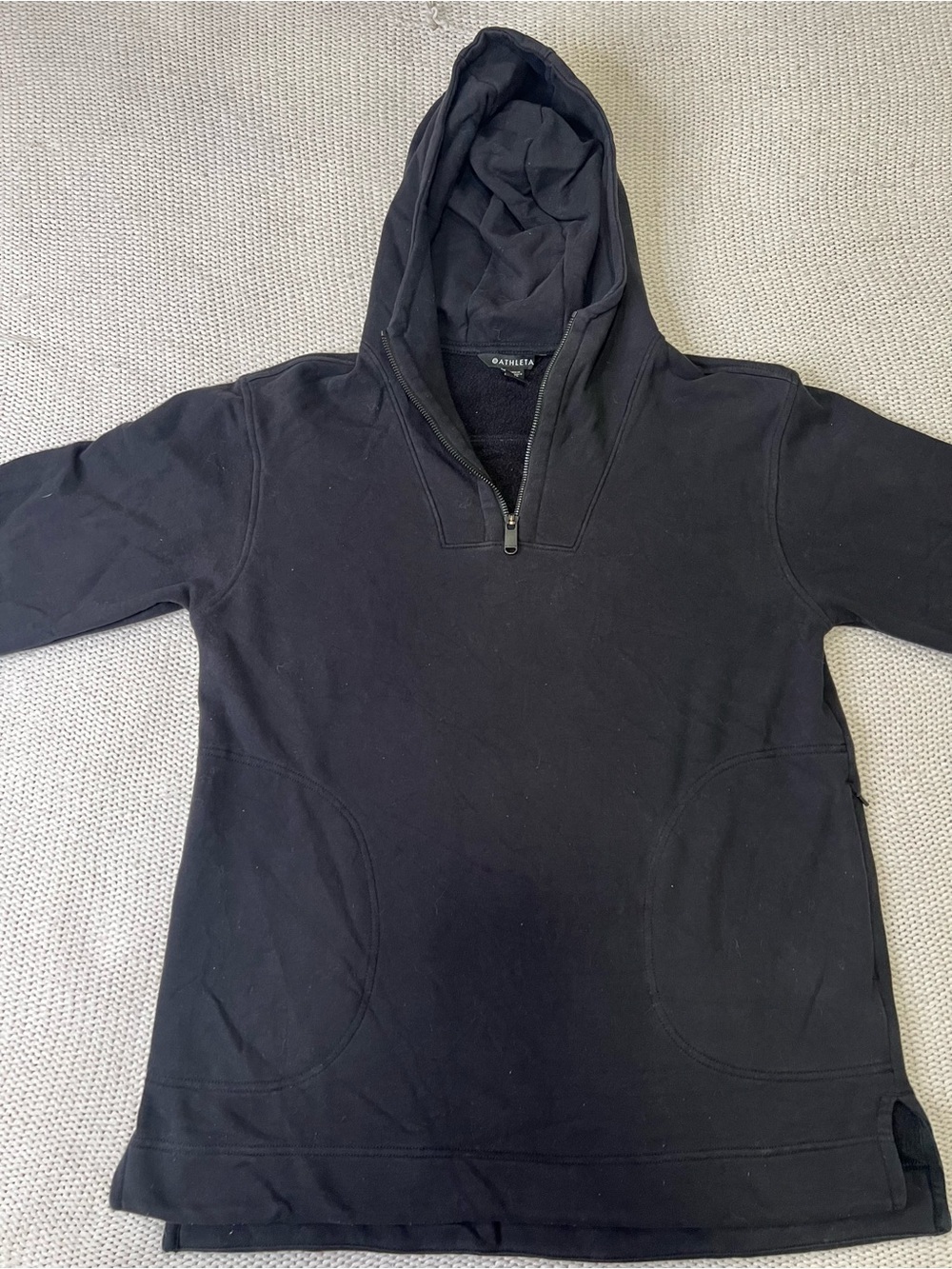 Athleta Men's Black Half-Zip Hooded Pullover
